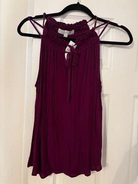 LOFT Deep Pink Smocked Halter Camisole